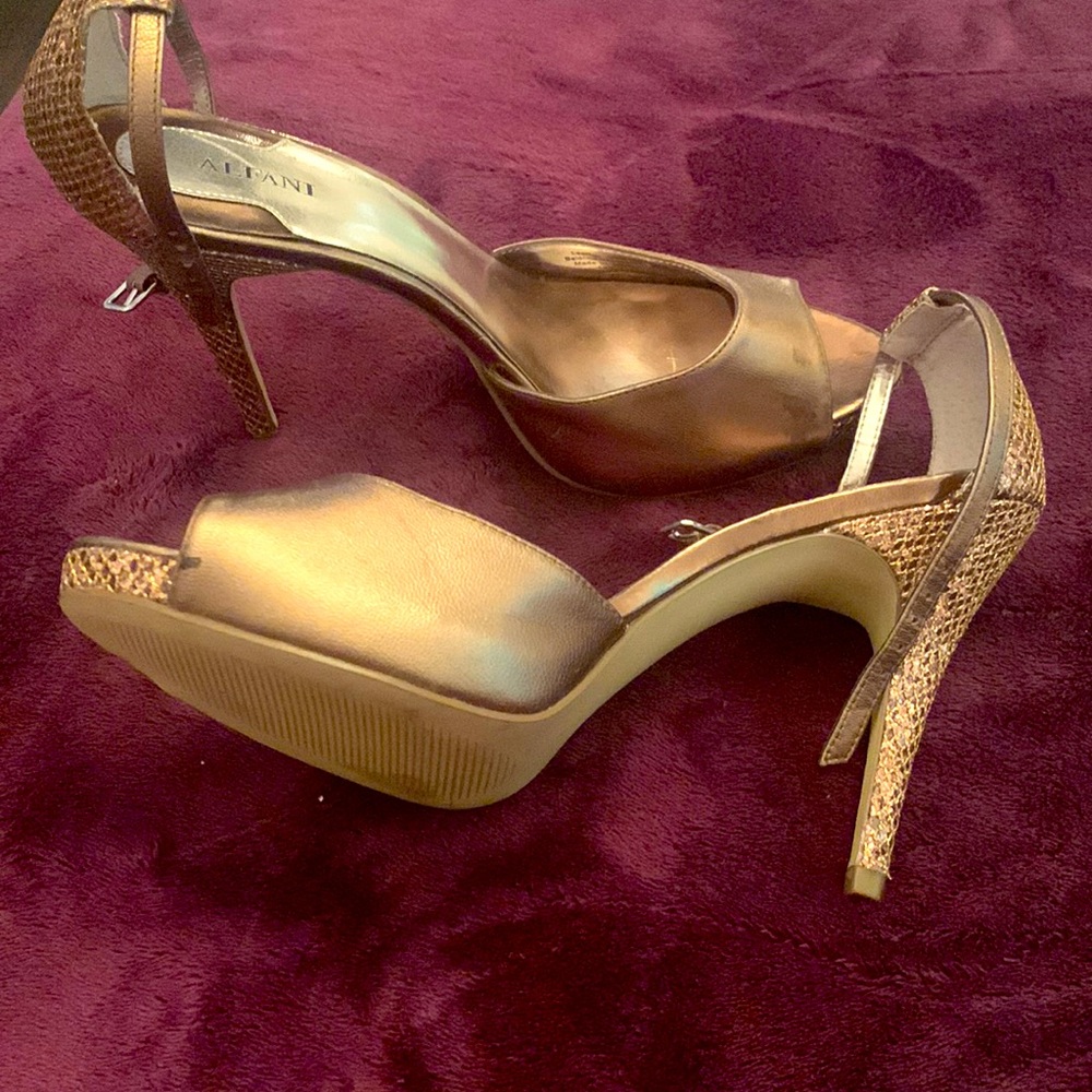 Bronze Brownish high heel shoe. It’s a must have.